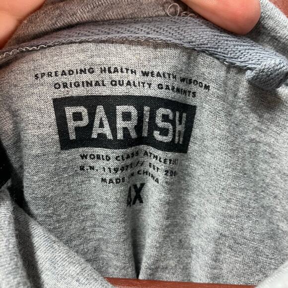 Parish Nation Short Sleeve Pullover Hooded Sweatshirt White Gray Zipper Men's 1X - Picture 15 of 16